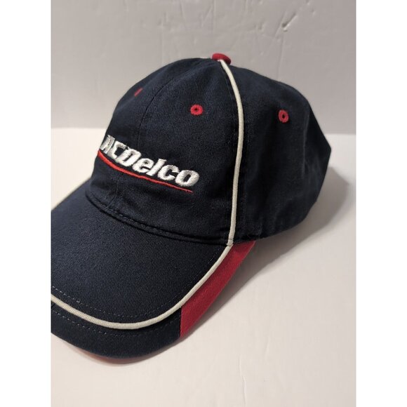 AC Delco Embroidered Strap Back Baseball Cap Hat Cotton Red White Blue - Picture 7 of 10